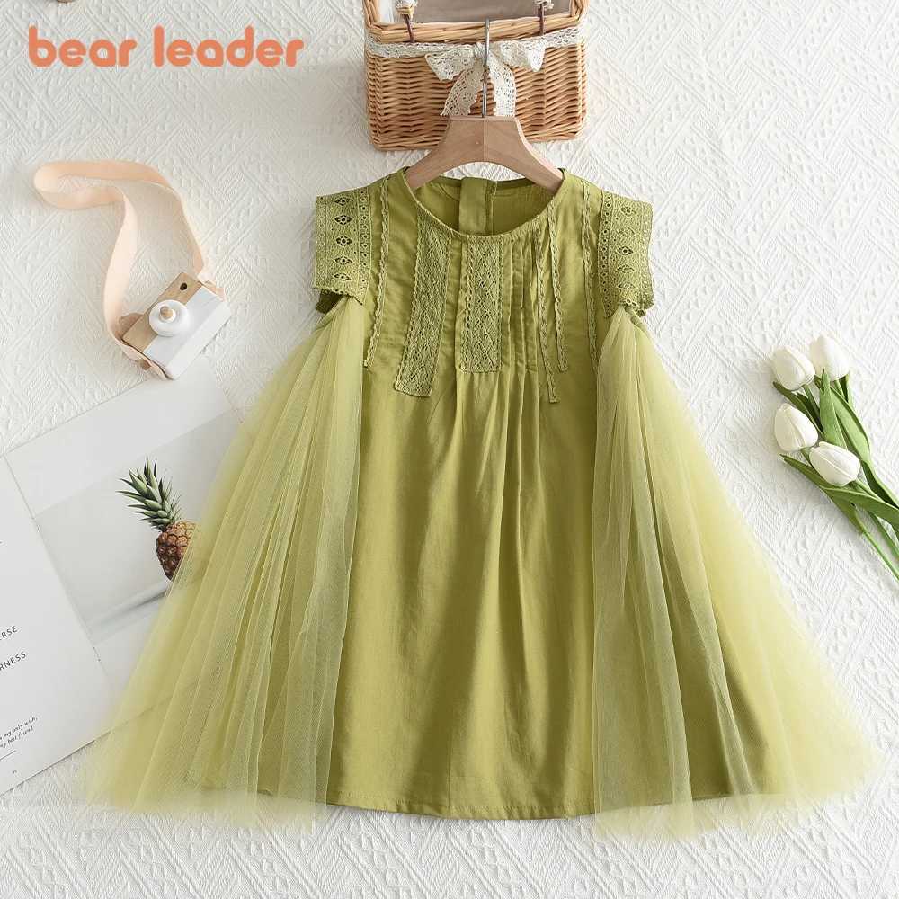 Bear Leader Green Girls Casual Dresses Round Neck Sleeveless Pleated Mesh Lace Princess Dress Summer Korean Version Kids Clothes Y2606257J7M
