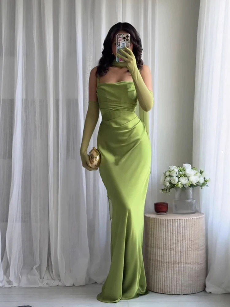 Elegant Women Corset Maxi Dress with Scarf Sexy Prom Gown Party Evening Dress Long Backless Lady Verstidos Chic Wedding Dress 260624