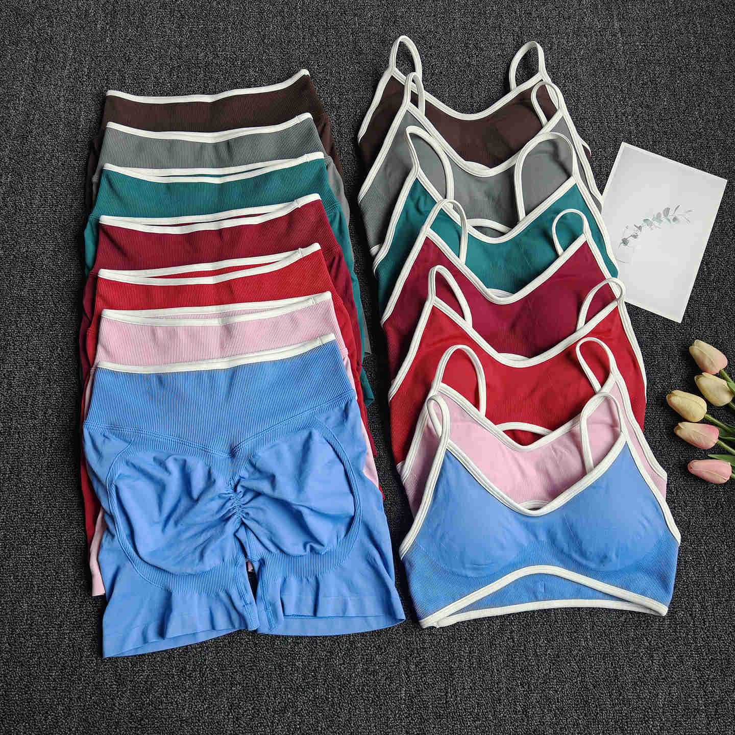 Yoga 2 pezzi senza cuciture set da donna a vita alta reggiseno sportivo senza maniche pantaloncini sportivi palestra fitness allenamento completo se