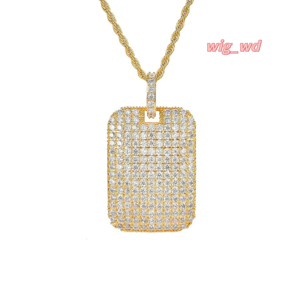 New Hot Selling Full Diamond With Micro Inlaid Moissanite Square Brand Pendant Trendy Hip Hop Jewelry