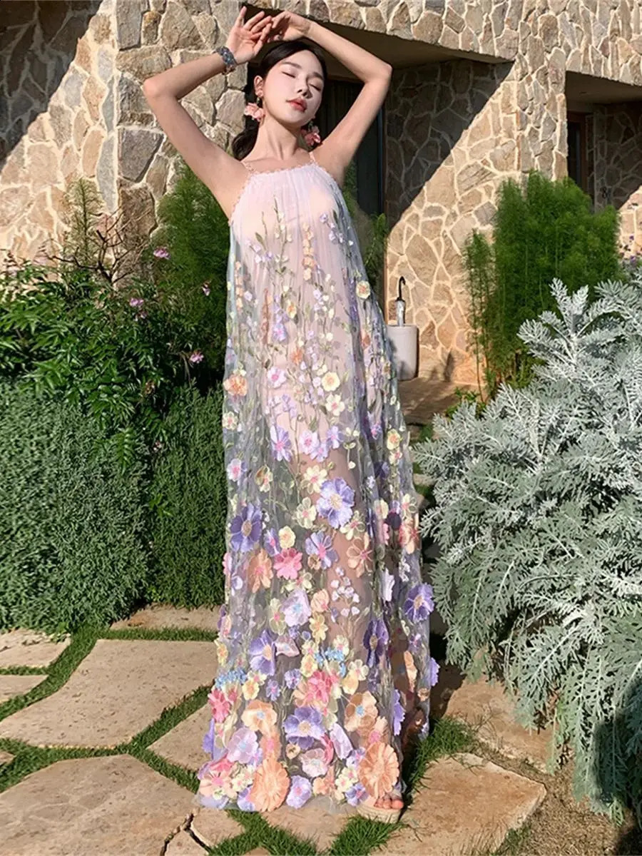 y Elegant 3D Flower Lace Prom Dress For Women Summer Sexy Off Shoulder A-line Mesh Dresses Evening Vestidos 260625