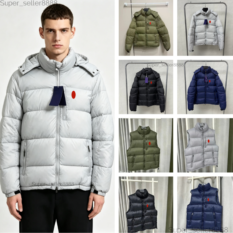 Winter Mens Polo Puffer Women Down jacket Luxury Embroidered Tracksuit Jackets Hoody Coats Zipper Designer Men Puffer Clothing Fashion Men Warm Remo