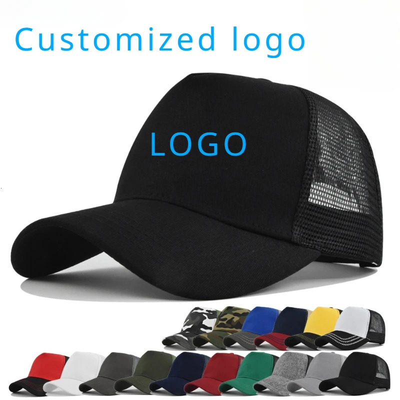 Customized Hard Top 5 Panels Mesh Baseball Cap For Men Women Advertising Cap Breathable Sun Hat Solid Color Visor Gorra 260624