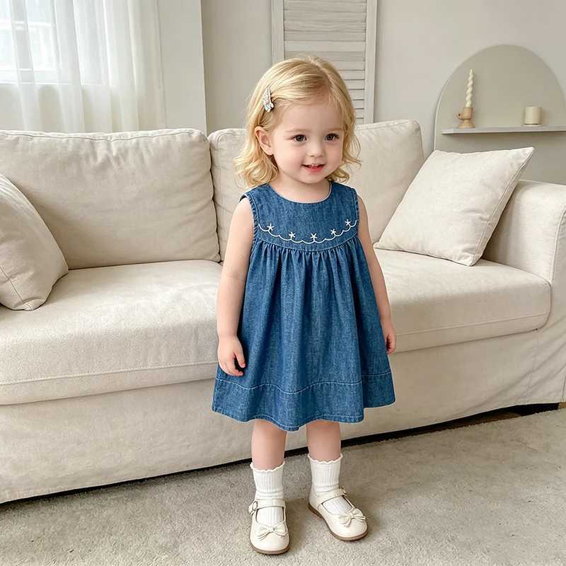 2026 Summer Toddlers New 2-6Yrs Baby Girl Denim Dress Girl Princess Sleeveless Korean Style Kid Cotton Cute Party Dress Y260625AXXO
