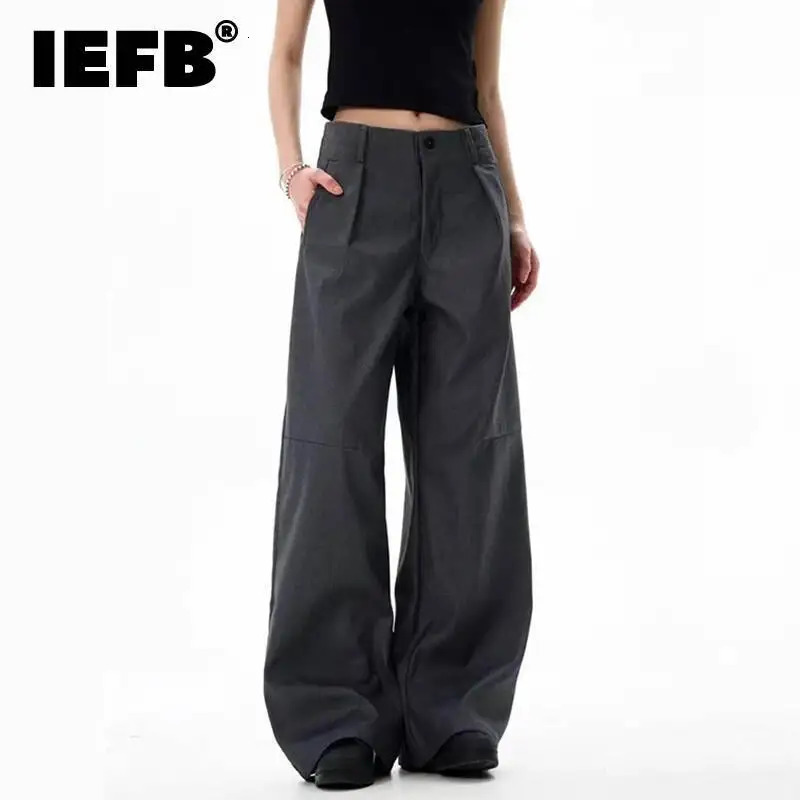 IEFB American Style Mens Suit Pants Pleated Loose Fit Casual Trousers Men Wide Leg Straight Floor Length Trend Male 9W3772 260624