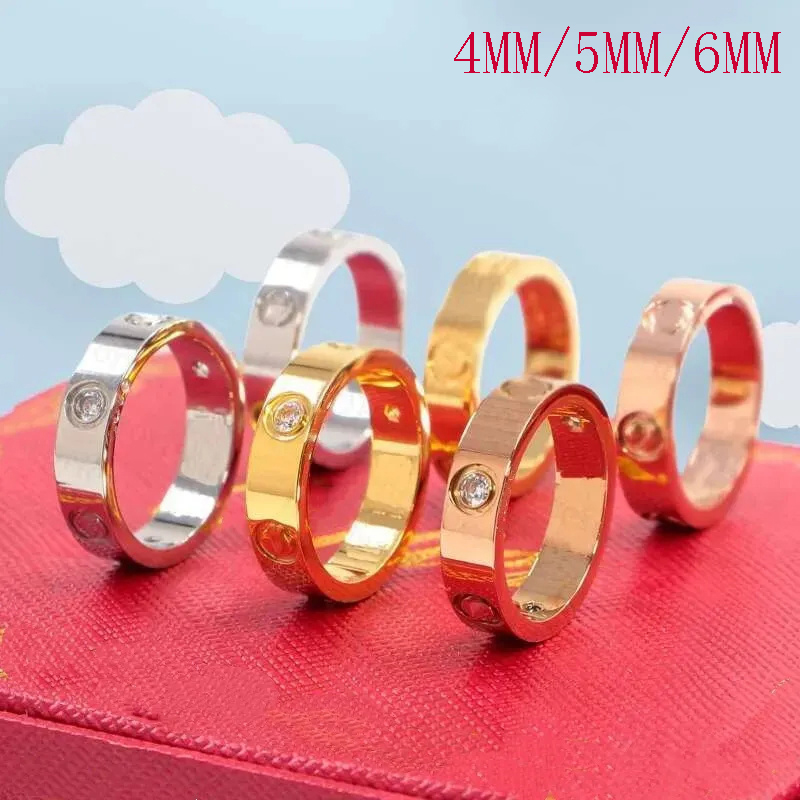 rings designer ring for women men luxury brand love couple jewelry high quality titanium steel diamond casual street Classic 4mm 5mm 6mm size 5-11 g