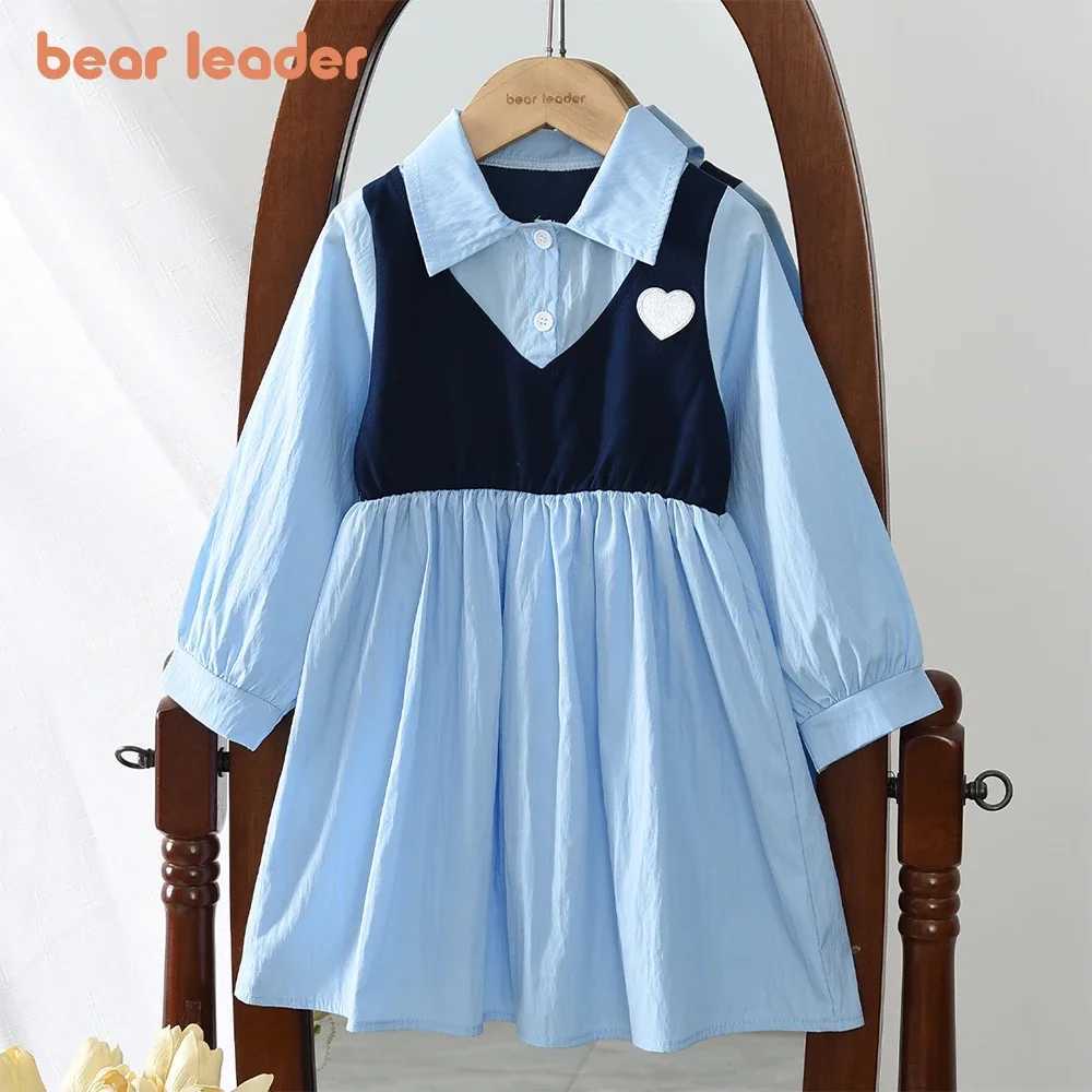 Bear Leader 3-7 años Otoño Versión coreana Vestidos lindos y dulces para niñas Vestido camisero falso de dos piezas de manga larga a la moda Y260625