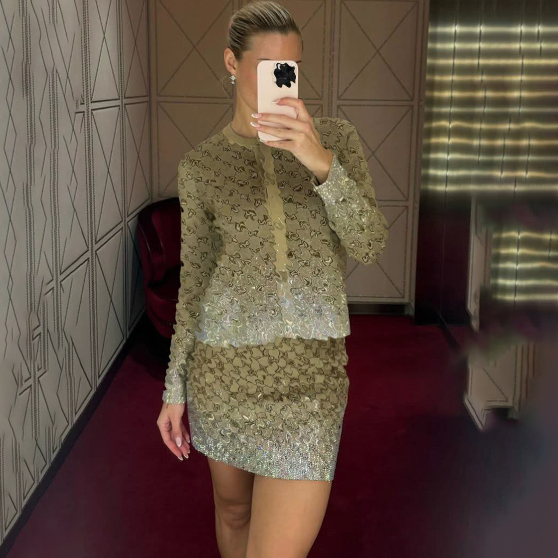 High quality clothing, women's tops, women's knitwear, designer women's cardigans, long sleeves with diamonds, classic style jackets,