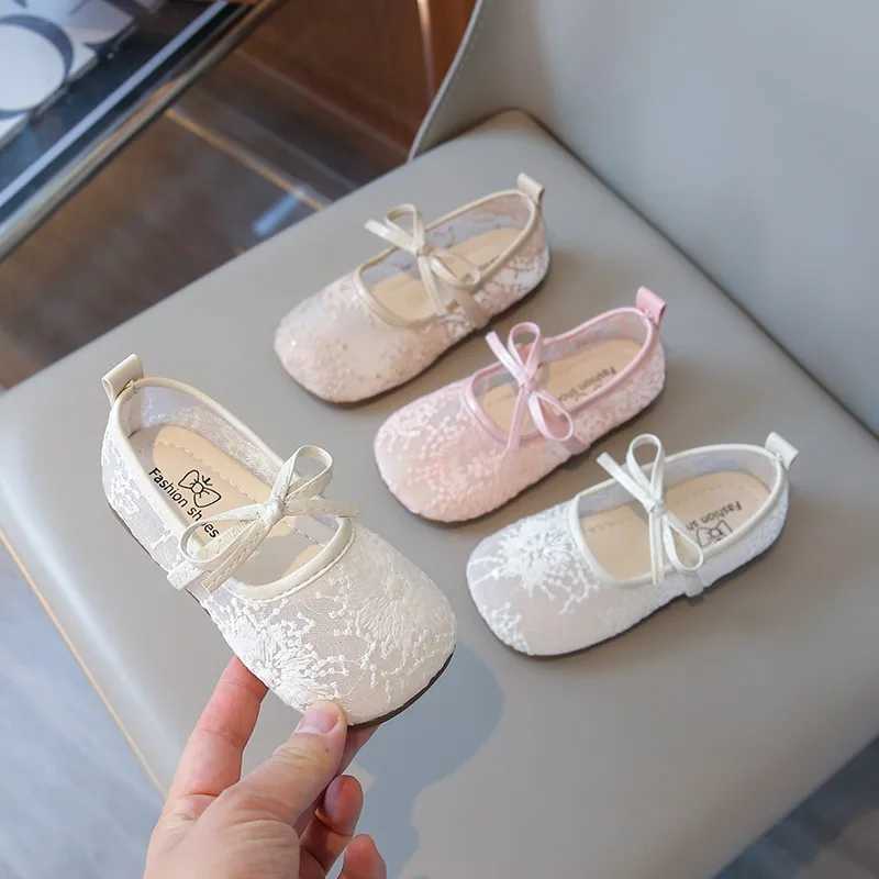 2026 Spring Summer New Childrens Shoes Fashion Princess Lace Shoes Childrens Elegant Shoes Soft Bottom Elastic Hook and Loop Y260624X5R1