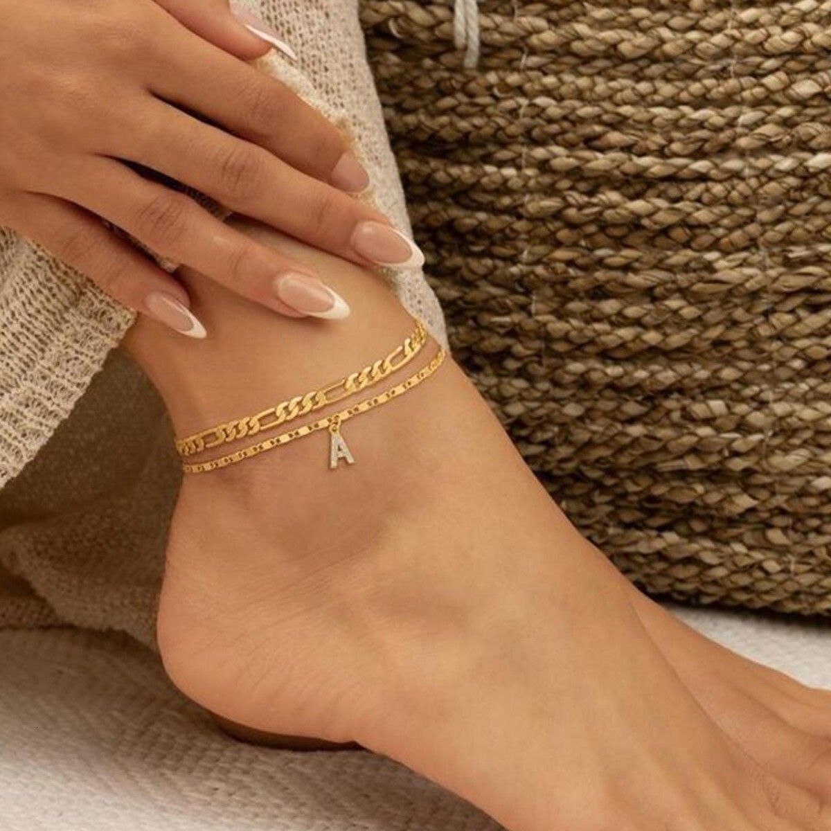 New Summer Beach 26 Letter Set gold Women's Versatile Anklet Style