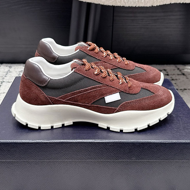Men Women Mesh Fabric Suede Sneakers 1E503O Couple Two Tone Laces Running Shoes Designer A Light Dynamic Effect Casual Shoes Rubber Outsole Sizes 35