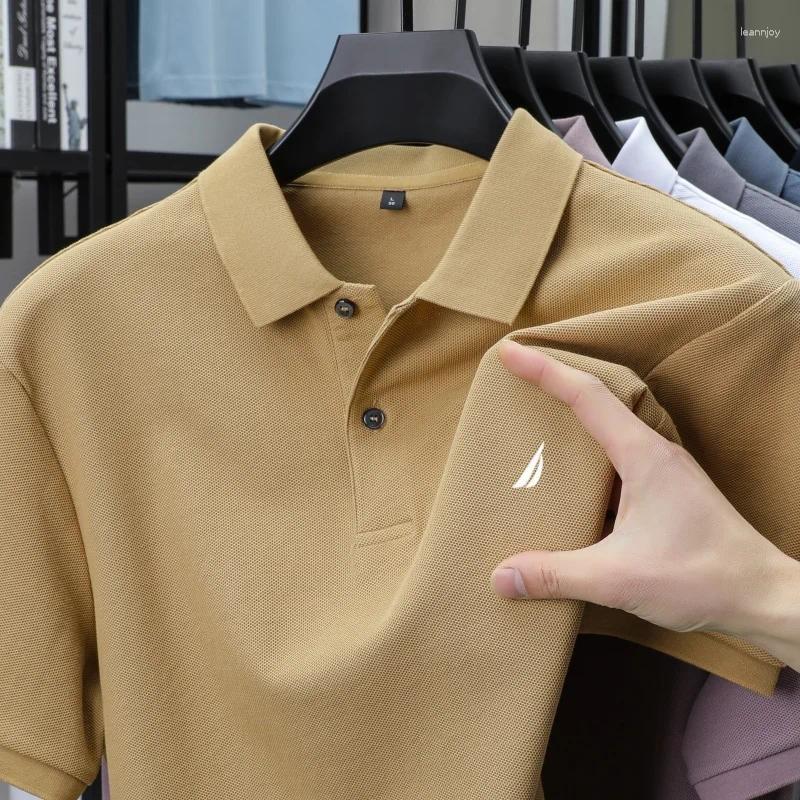 Men's Polos Fashion Clothing Brand Summer Item Exquisite Embroidery Comfortable Pure Cotton Short Top Casual Breathable Polo Shirt
