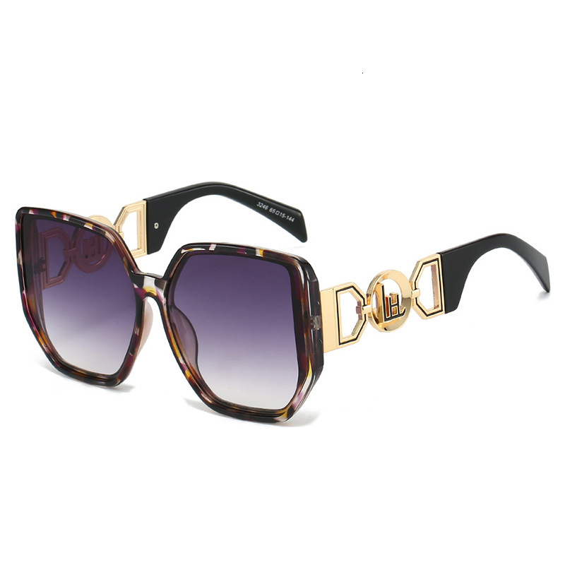 Luxury Brand Designer Sunglasses 2025 New Square Metal Sunglasses European And American Style Street Fashion Large Frame Slimming Sun Protection Gla