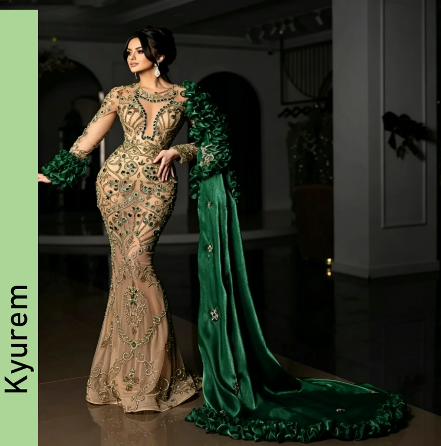 Exquisite Evening Dresses Crystal See Through Prom Dresses Beading Long Sleeves Mermaid Party Gowns Vestidos De Noche Custom Made color/size