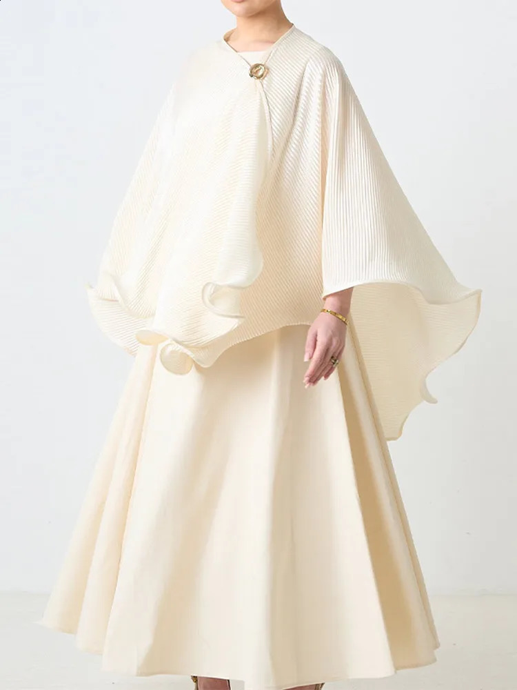 2026 womens Minimalist Cream Two Piece Set Puff Sleeve Blouse Sleeveless Flared Maxi Dress Modest Casual Workwear Daily Outfit 260622