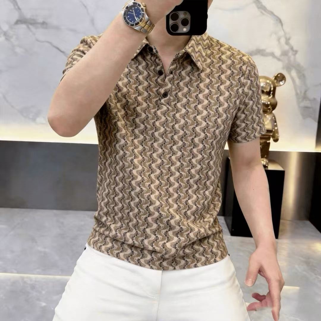 Designer 2026 Summer Original Tiktok Trend Luxury Jacquard Polo Short Sleeve Free Shipping