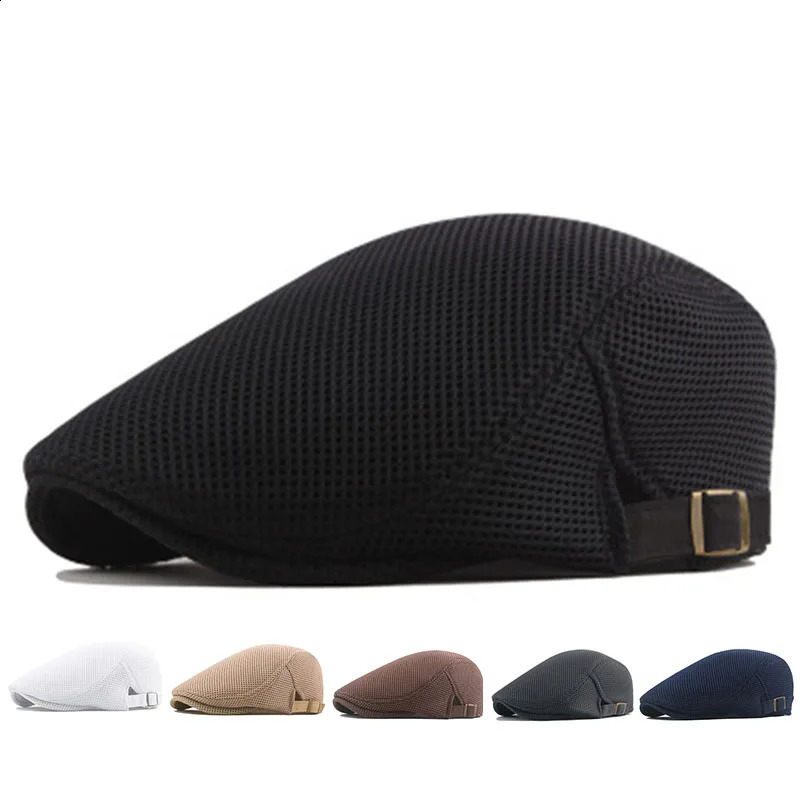 Men Mesh sboy Caps British Painters Hats Spring and Summer Ventilate Berets Adjustable Flat Cap Hip Hop Berets260618
