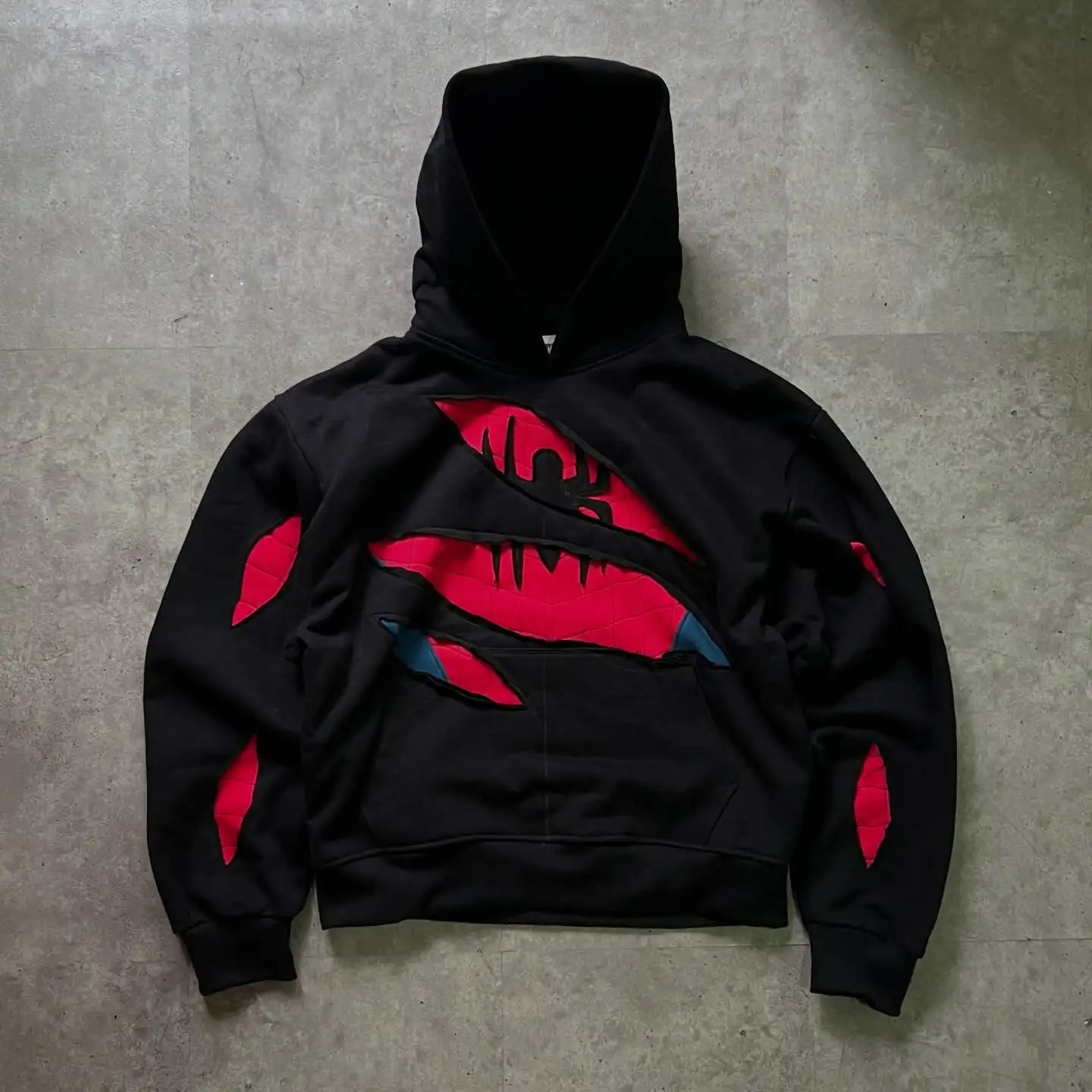 Retro Spider Patchwork Print Hoodies Fashion Oversized Loose Full Zipper Hoodie Men Jacket Gothic American Street Y2k Sweatshirt 260624
