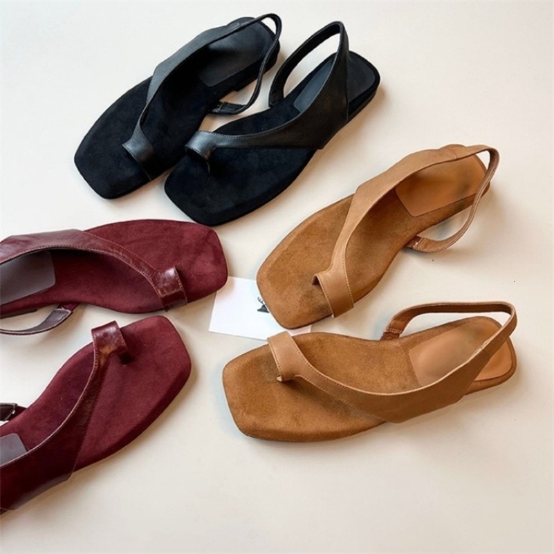 Women Flat Sandals Casual Soft Leather Suede Square Clip Toe Summer Shoes for Women Beach Party Daily Wear Sandalias Mujer 260624
