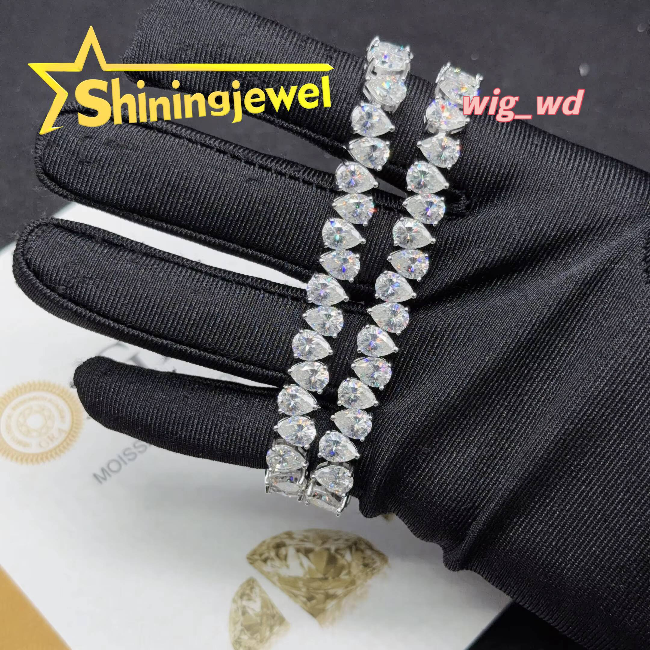 Fashion Jewelry Pear Cut Iced Out 5*7Mm 925 Silver Moissanite Tennis Bracelet Pass Diamond Test