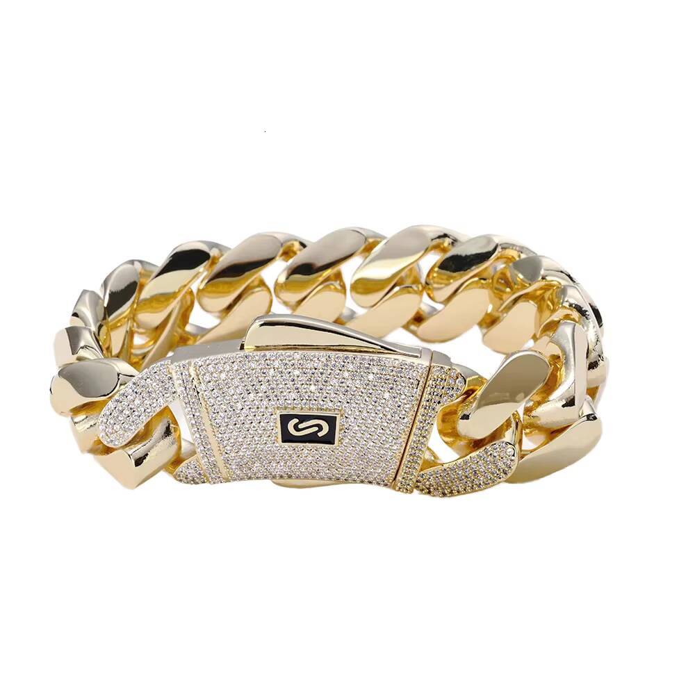 Iced Cuban Link Chain 5A Cubic Zirconia 18K Gold Plated Bling Diamond Hip Hop Charm Bracelet Men Women Jewelry Ball Shape