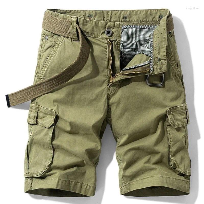 Men's Pants Fashion Men Summer Multi-pocket Cargo Shorts Jogger Casual Quality Cotton Straight Knee Length Tooling