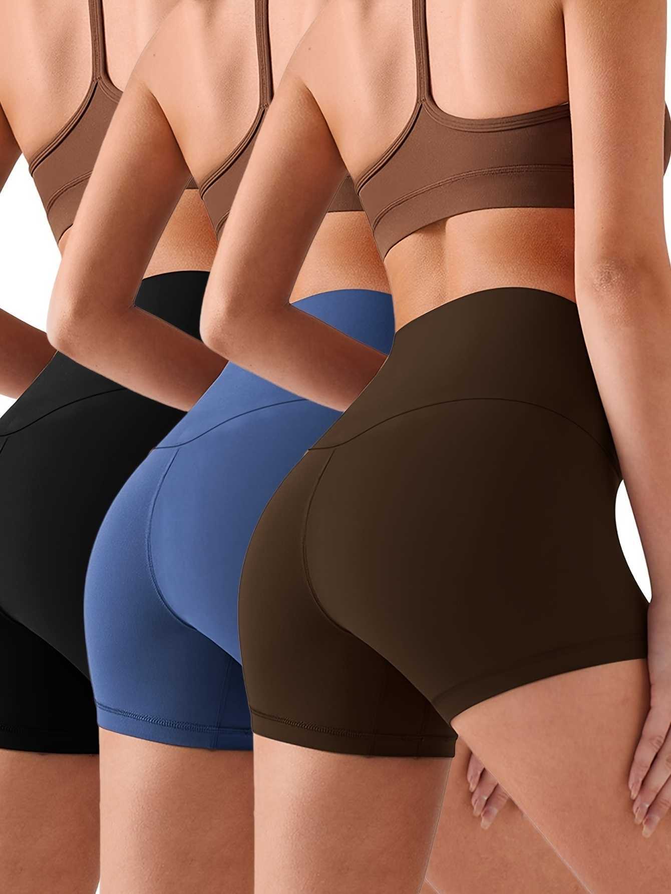 Pantalones cortos de yoga de 3 piezas para mujer, cintura ancha, cómodos, favorecedores, uso diario, versátiles para un estilo de vida activo, ideal