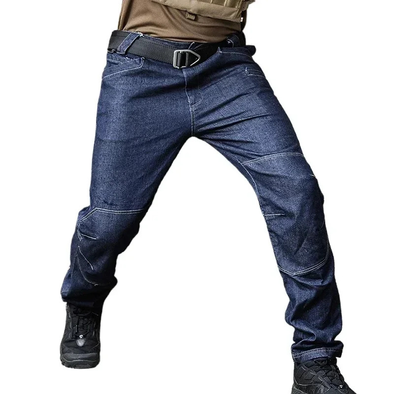 Mens Hunting Tactical Jeans Pant Wearable Elasticity Hiking Outdoors Denim Pants Cotton Multi Pocket Men Joggers Hombre 260618