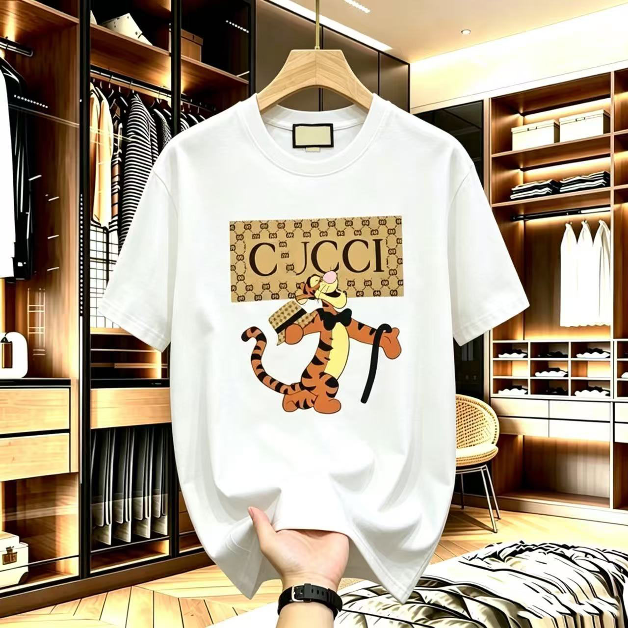 Men's T-Shirts Wholesale Hand Drawn Dinosaur Graphic White T Shirt Men Women Loose Fit Crew Neck Short Sleeve Tee High Quality Cotton Casual St