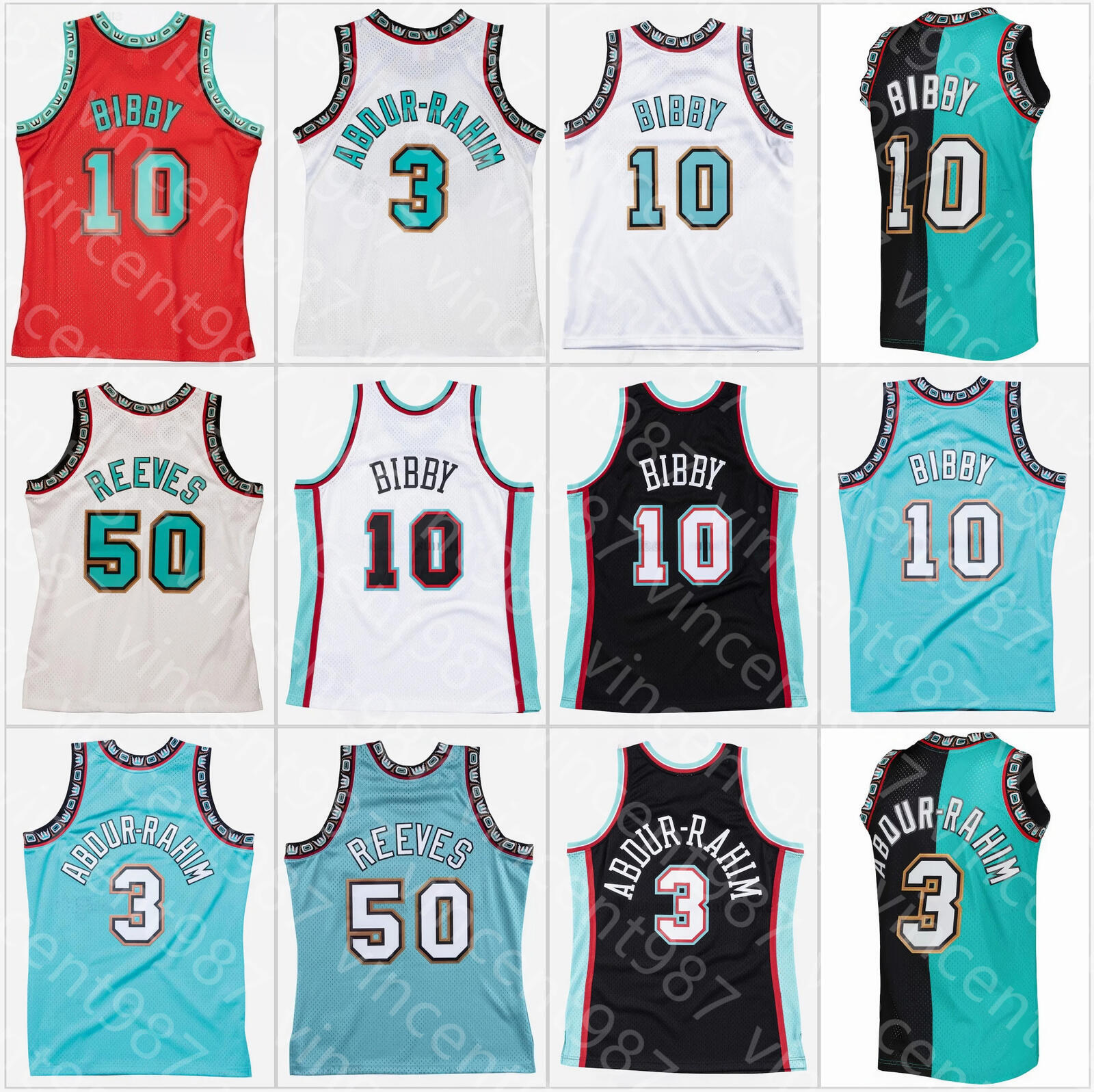 Stitched Retro Basketball Jersey Shareef 3 Abdur Rahim Mike 10 Bibby Bryant 50 Reeves Vintage