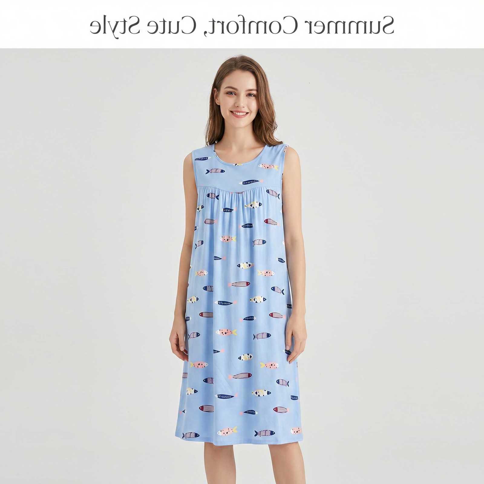Womens Summer Elderly Middle-Aged and Nightgown Pajamas Ladies Dress Summer Plus-Size Mom Home Wear Womens Summer Clothing M260625