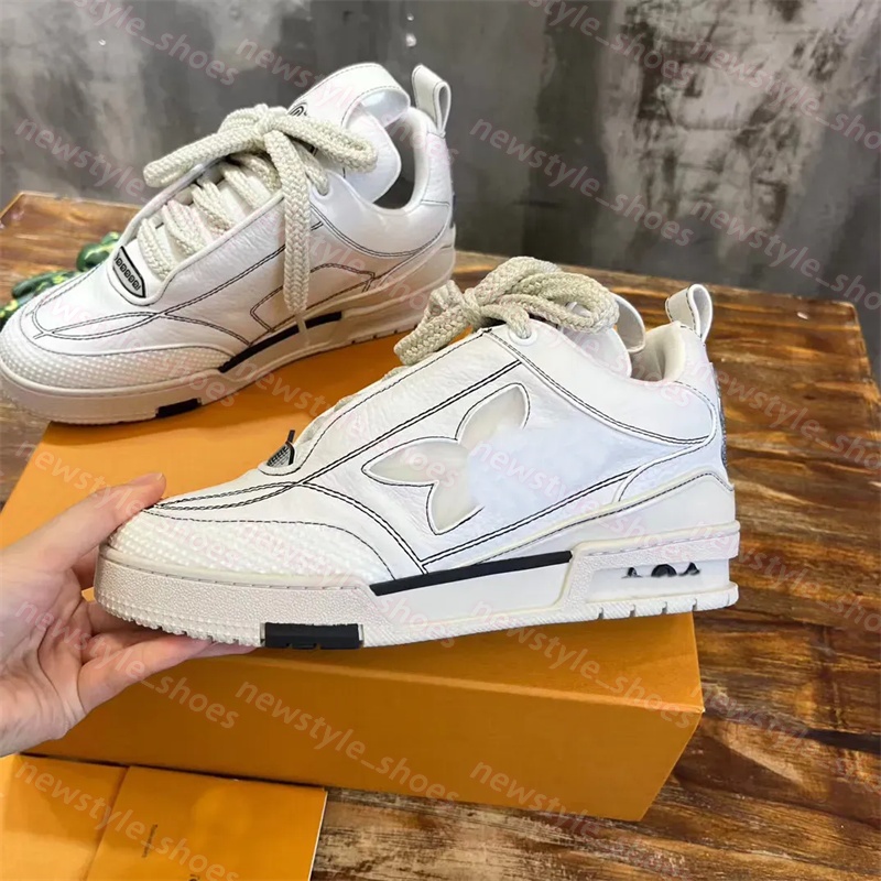2026 Designer Causal skate Shoes High Quality Fashion Tide shoes Leather Lace Up Platform Sole luxury brand Sneakers White Black mens womens velvet