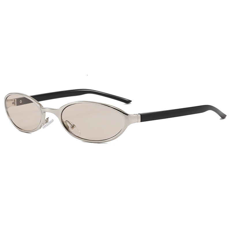 20 New Simple Metal Silver Frame Cat Eye Korean Style Fashionable Vintage Slimming High-End Sunglasses For Women