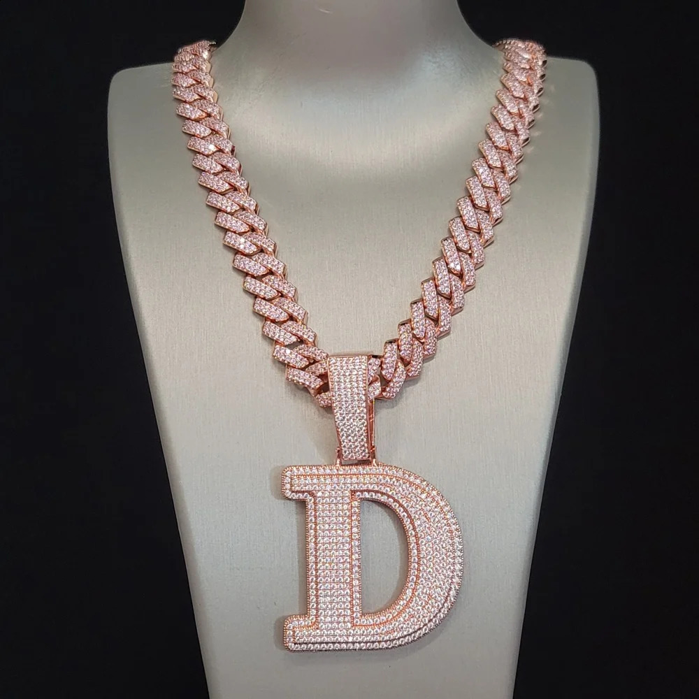 Personalized Custom Big Letter Pendant Iced Out Jewelry Name Customized Initial Hip Hop Necklace Cuban Link Chain Party Gifts 260615