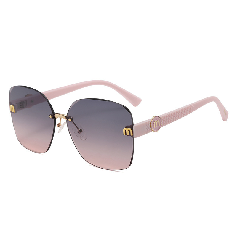 Luxury Brand Designer Sunglasses 2025 New Model Women's Rimless European American Style, Large Frame, Fashionable And Unique, UV Protection, In
