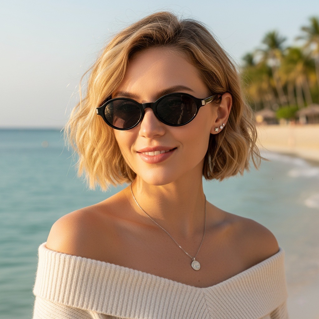 20 New Vintage Small Frame Cat Eye Sunglasses With Oval Rivets, Simple And Stylish, Versatile For Street Photography