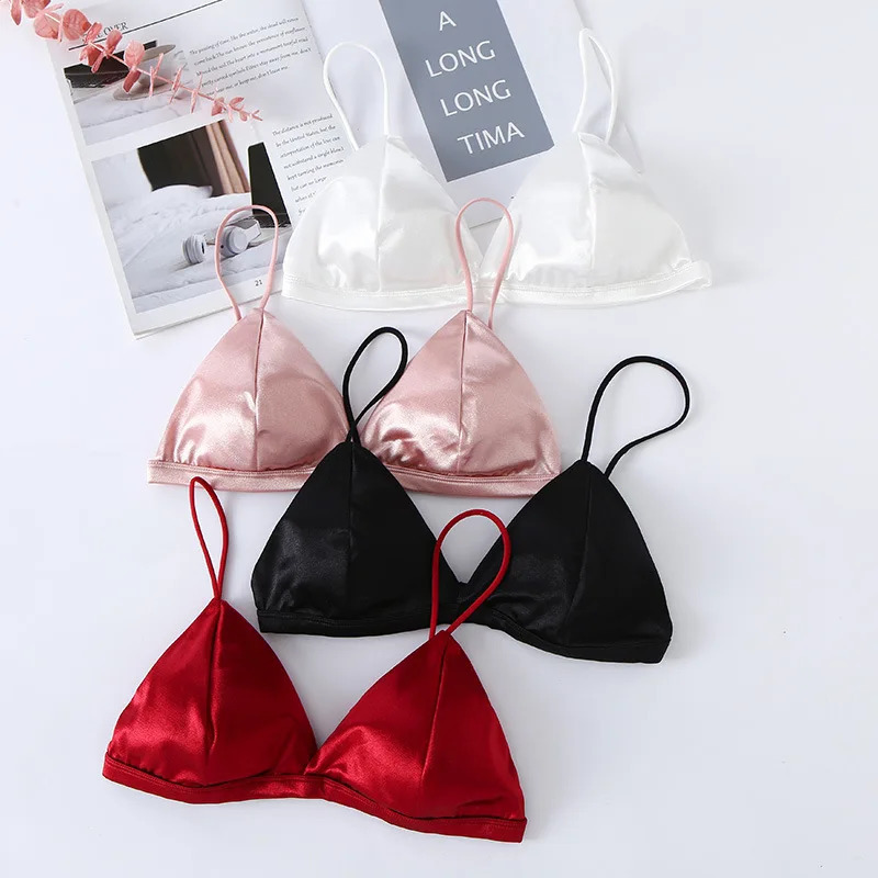 Womens French Style Bra Girl Wrapped Chest Adjustable Shoulder Strap Single Buckle Satin Sexy Tube Top Underwear Lingerie 260624