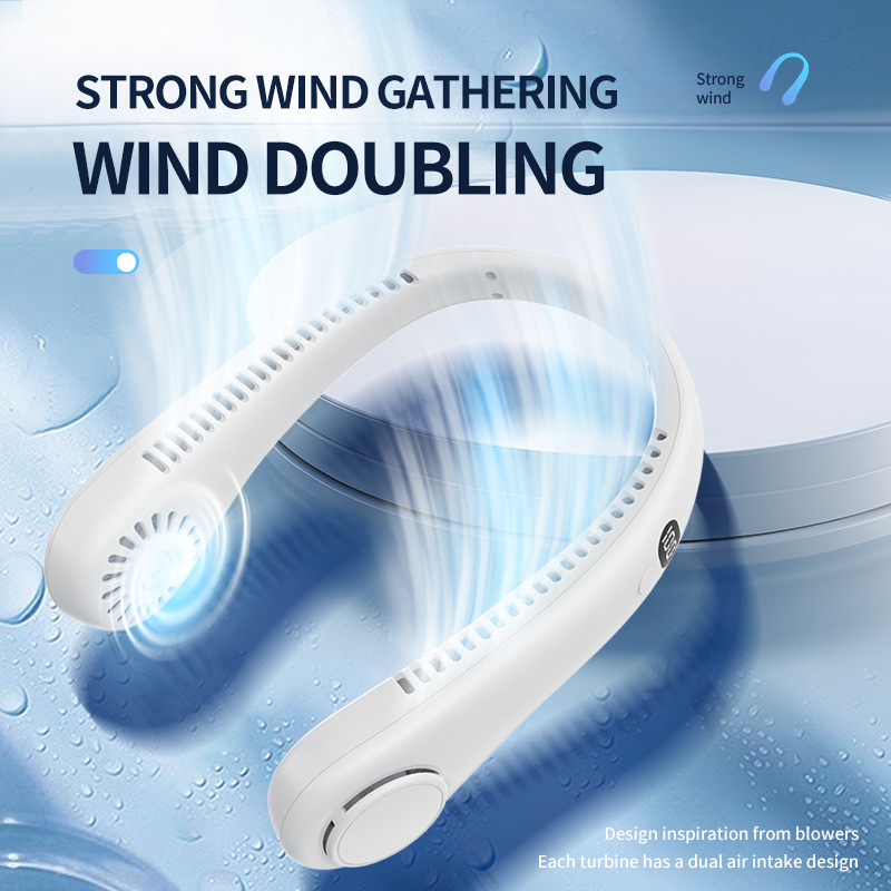 360 Surround Leafless Neck Fan 2 Speed 1200mAh Silent Silicone Hands Free Fan-image-1112125645