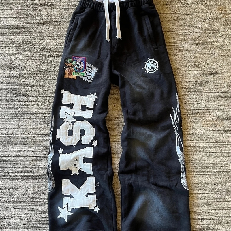 American Sweatpants Y2K Pants Men Gothic Hip Hop Letter Patch Retro Double Layer n Baggy Elastic Waist Jogging Casual Pants 260615CJ