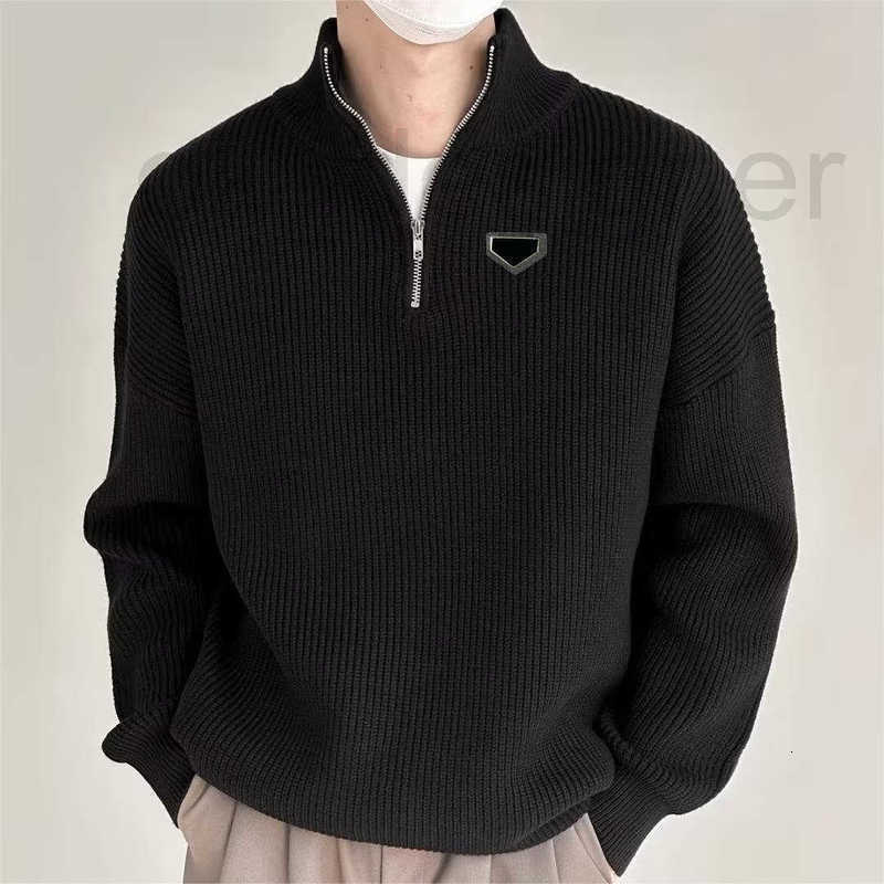 Men's Sweaters Designer Half-high collar zippered knit sweater American-style loose-fitting drop-shoulder long-sleeve t-shirt casual pullover s