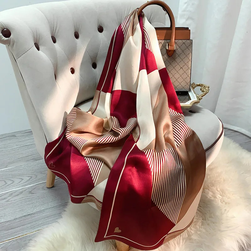 100 Silk Shawls Head Scarf Women Printed Hangzhou Natural Silk Long Scarves Summer Pure Silk Foulard Femme 260624