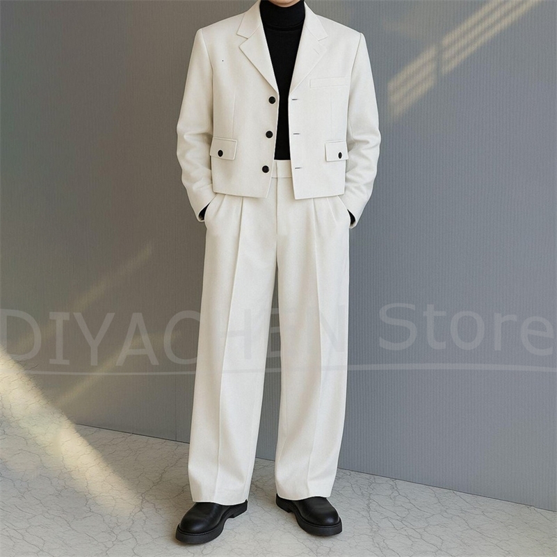Mens 2 Piece Suit Set Fashion Notch Lapel Single Breasted Outfit for Casual Formal Business Groom Wedding Party Male 260624BJ
