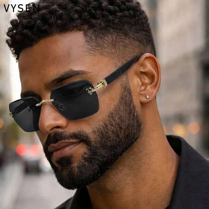 Square Rimless Change Color Sunglasses Men 2026 Luxury Designer Vintage Sun Glasses Male Cut Lenses Frameless Driving Eyewear 26L0625