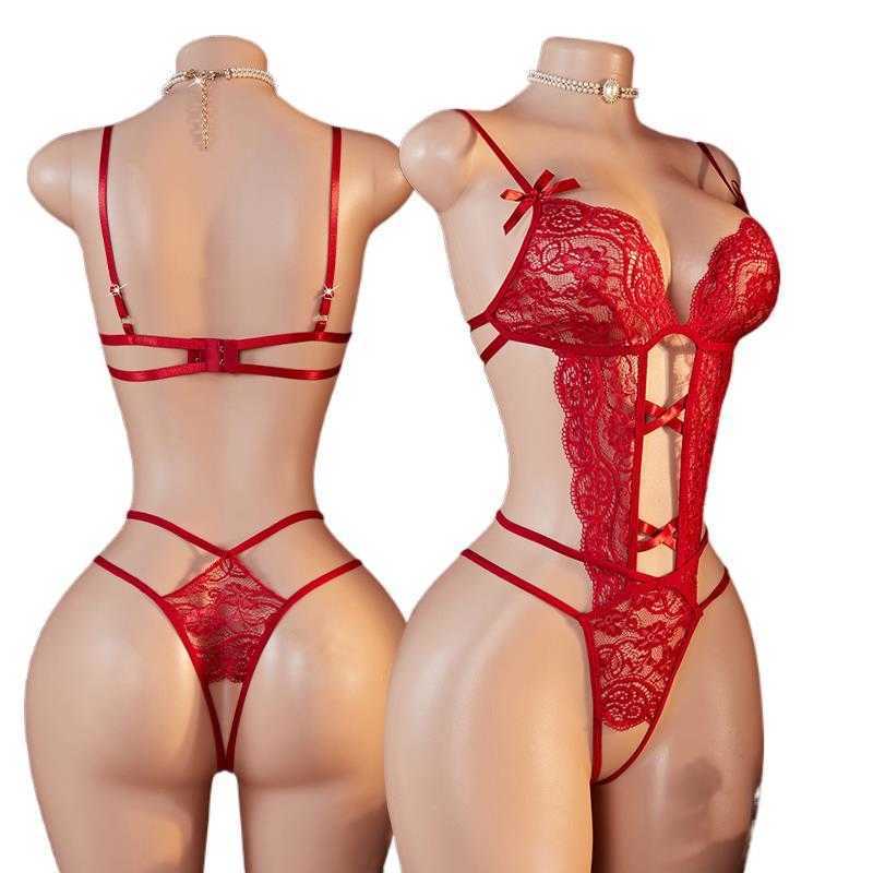 Sell Hot Crotchless Erotic Lingerie Womens Bodysuit Sexy Porn Underwear Hollow Open Back Teddy Babydoll Exotic Lace Sleepwear D260625