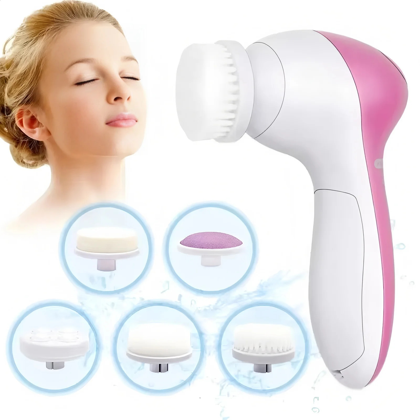 2026 Electric Facial Cleaner 5 IN 1 Face Cleansing Brush Wash Machine Spa Skin Care Massager BatterypoweredWithout battery 260625