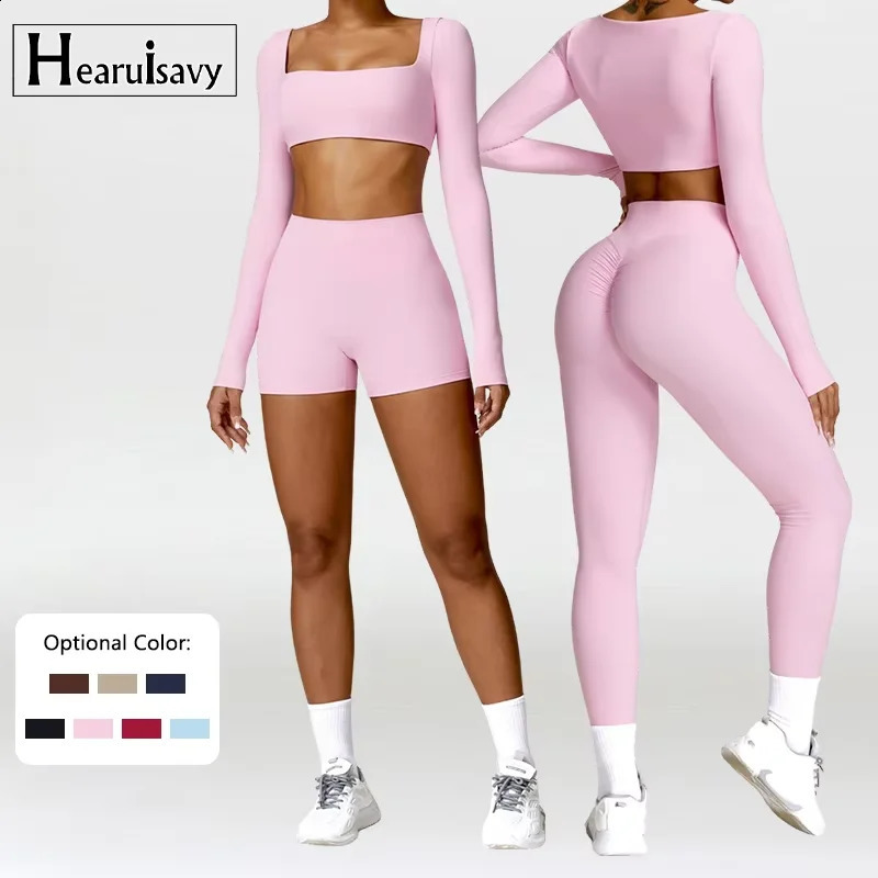 Summer 2PCS Yoga Suit Sports Set Women QuickDry Gym Tracksuit Running Workout Long Sleeve Shirt Clothing 260625