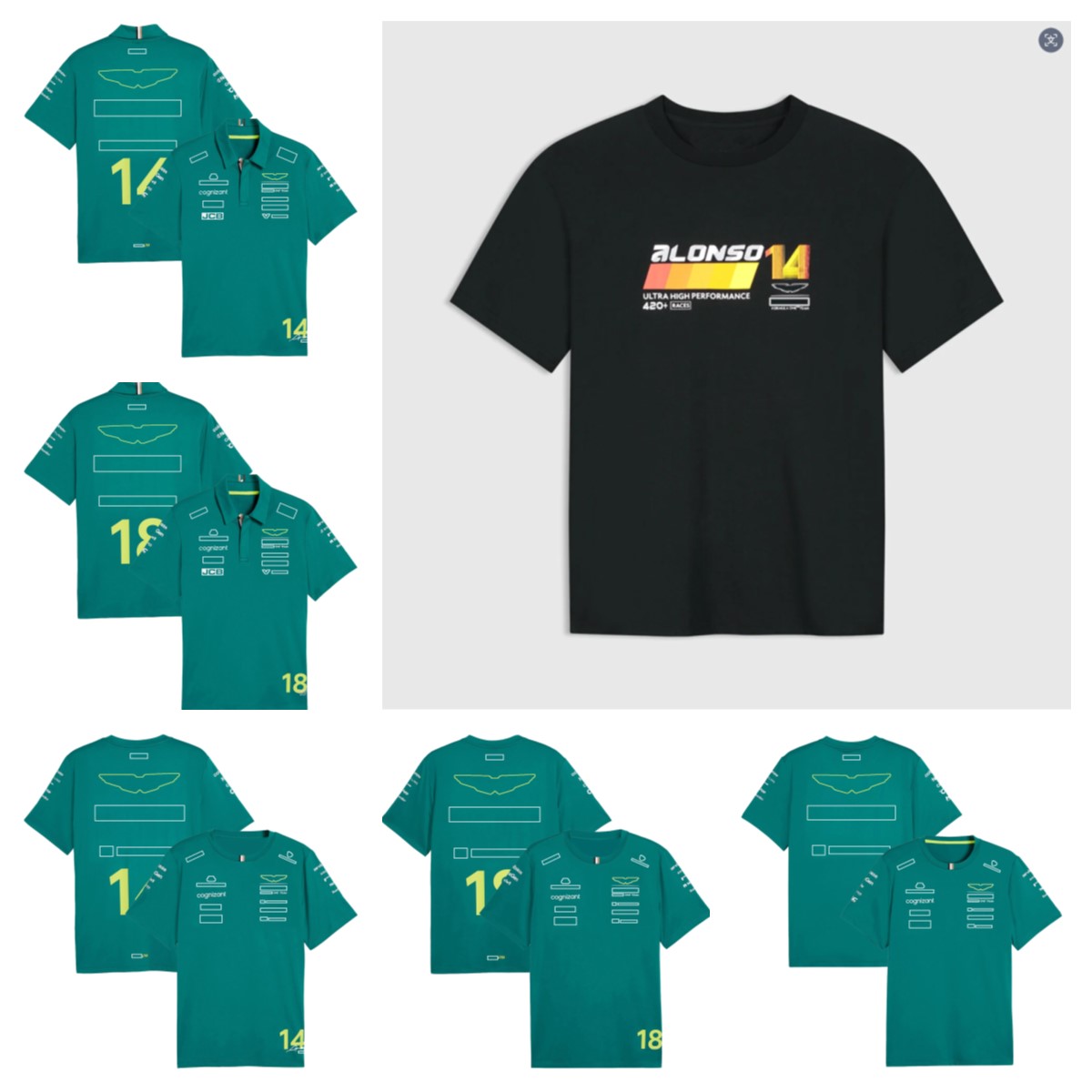2026 F1 New 14th Racing T-shirt Head Brother Full Print Collar Polo Speed Dry Sports Short Sleeve Commuter Racing Culture Shirt Speed Dry Collar Sho