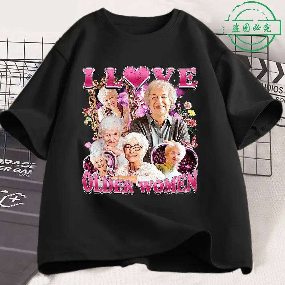 I Love Older Funny Meme Men's 100%Cotton shirt Y2k Harajuku Graphic Tshirts Unisex Short Sleeve Women Streetwear Tshirt 26Y0625