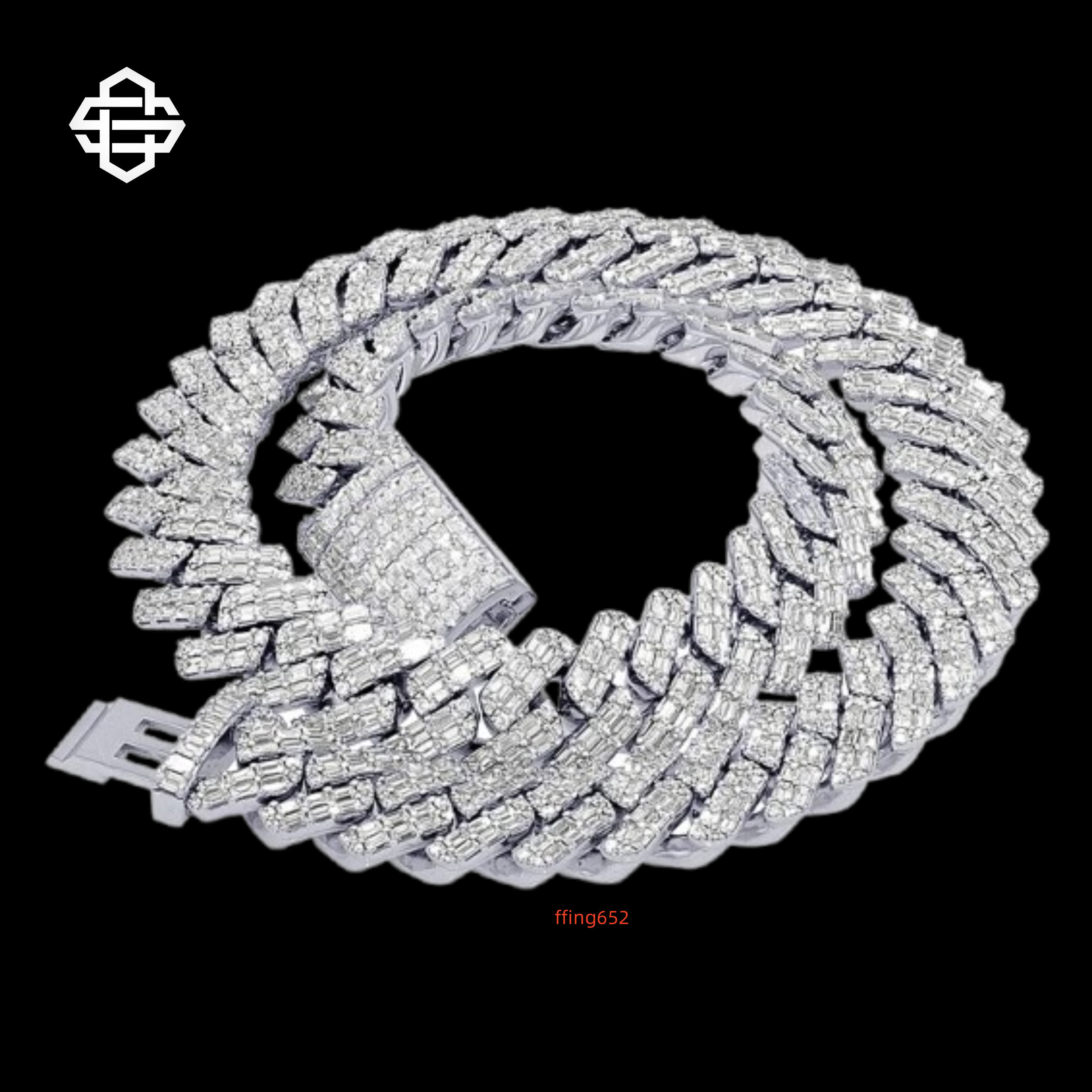 Luxury Hiphop Moissanite Cuban Link Chain Necklace Iced Bling Mens Jewellery 925 Silver Plated Wedding Gift Statement Sparkling