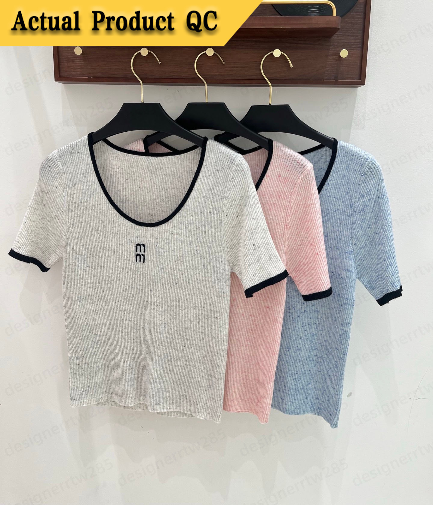 Vêtements de créateurs femmes haut court espace colorant t-shirt col en U profond mince doux Blouses rétro contraste passepoil porter Traje robe